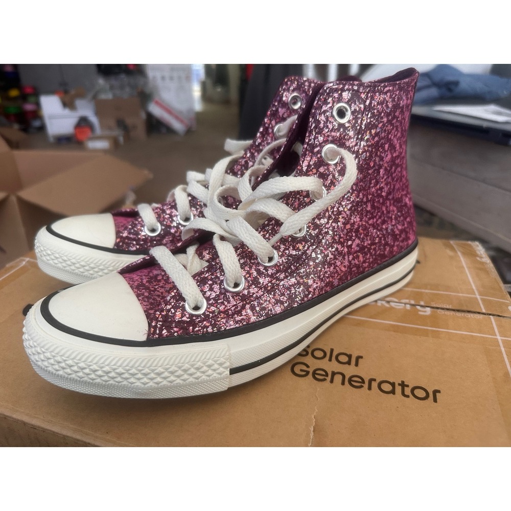 Converse Chuck Taylor All Star High Top Pink Glitter Sneakers‎ A11137C Womens 7